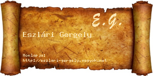 Eszlári Gergely névjegykártya